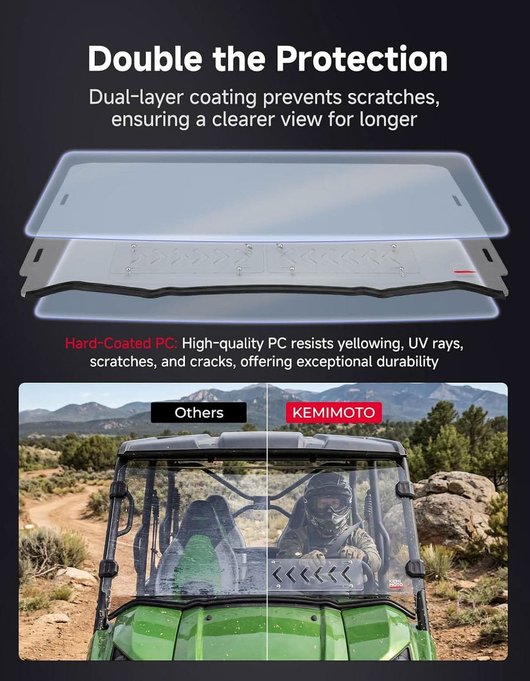 Vented Front Windshield For Kawasaki Teryx 2016+