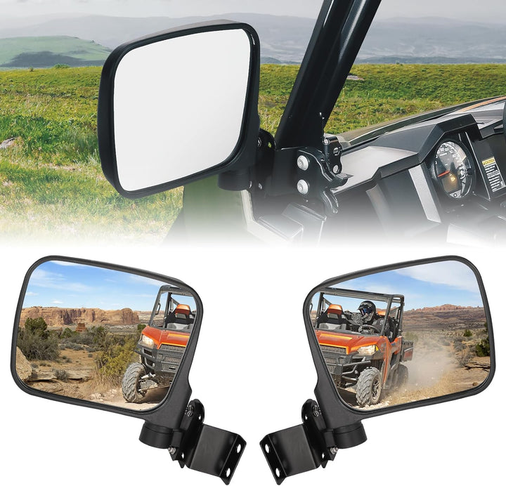 UTV Rear View Side Mirrors 7.8" Large Pro-fit Cab for Polaris Ranger 500/570/XP 900 - Kemimoto