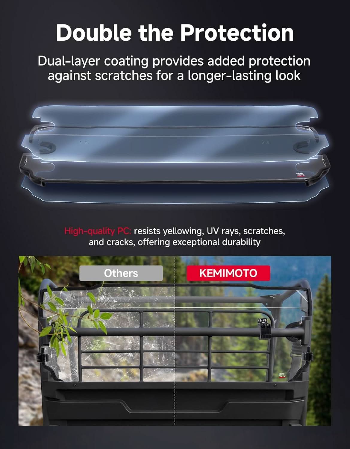 UTV Rear Windshield For Kawasaki Mule PRO-MX