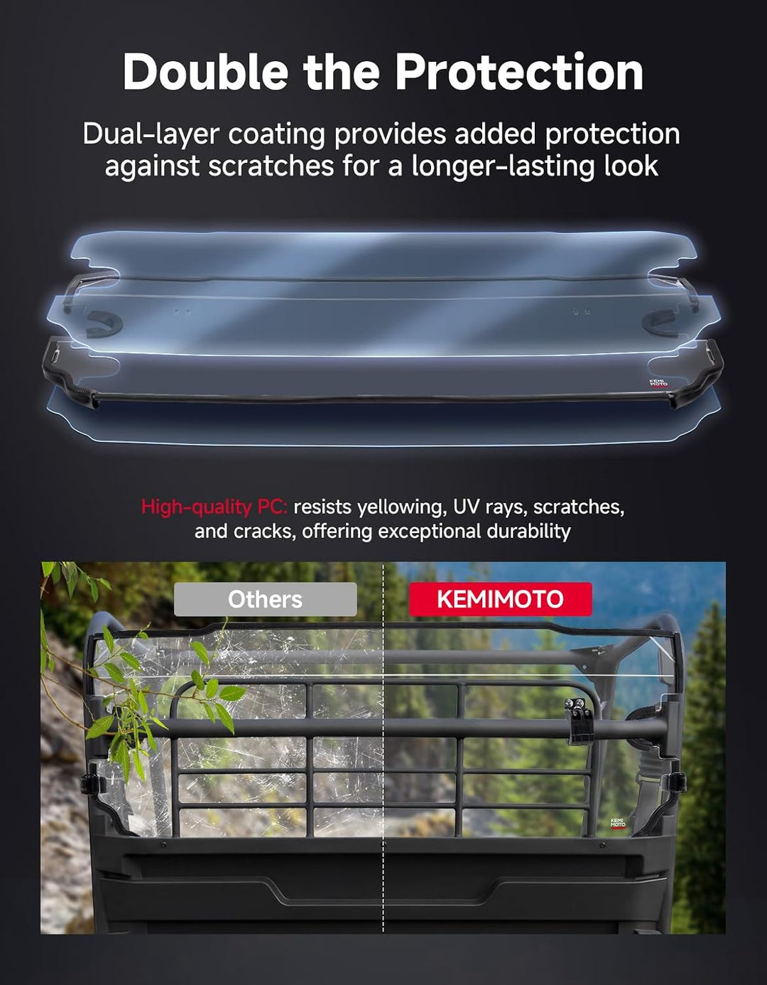 UTV Rear Windshield For Kawasaki Mule PRO-MX
