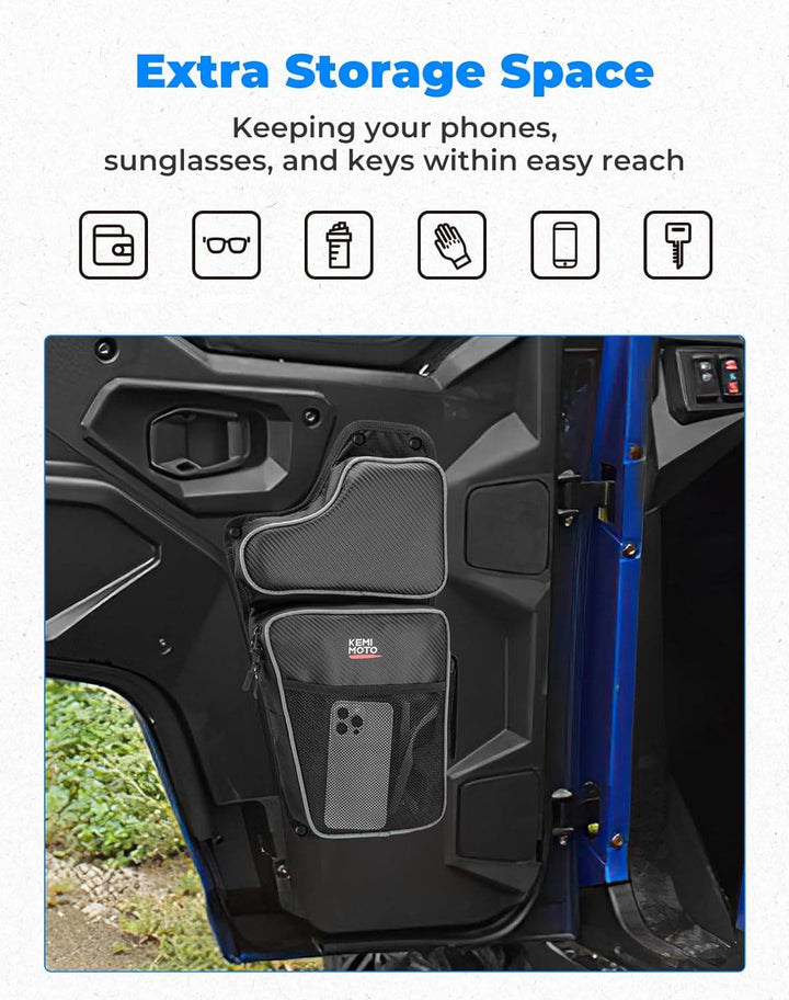 Front Lower Door Bags with Knee for Polaris General 1000/4 2016-2024, 2PCS - Kemimoto