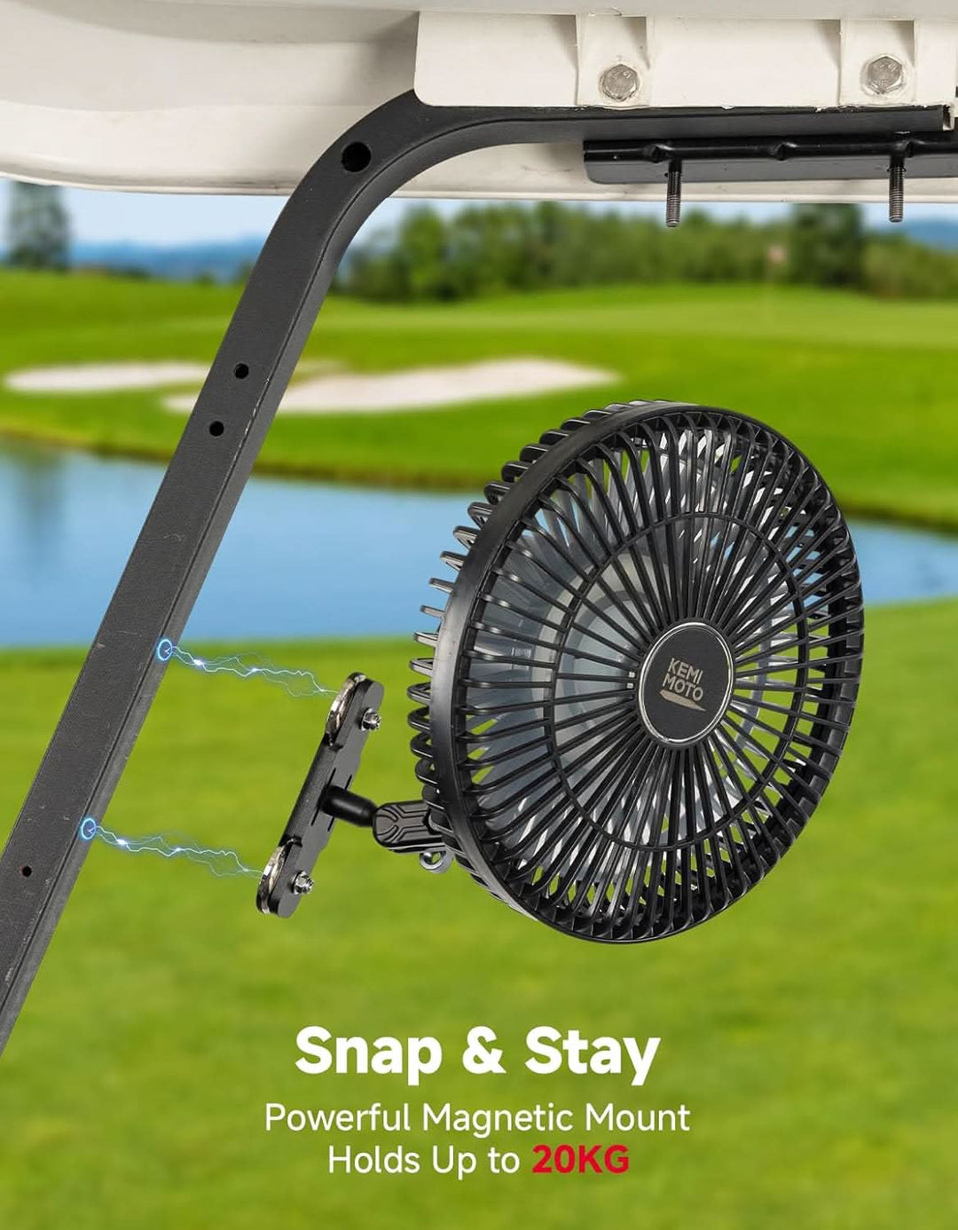 Magnetic Fan for Golf Cart & Forklift, EZGO RXV, Club Car (2-Pack) - Kemimoto