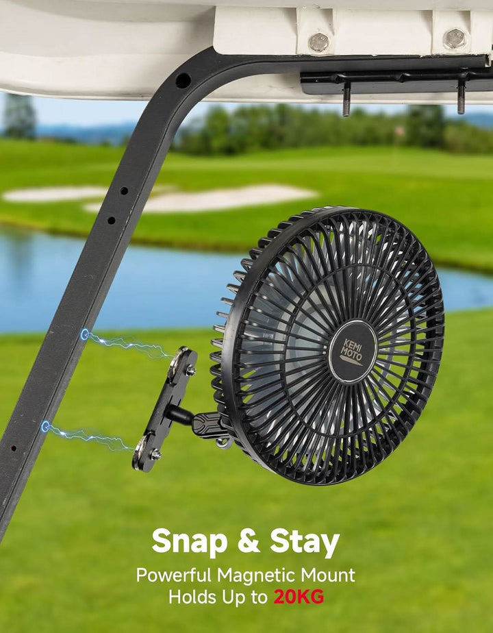 Magnetic Fan for Golf Cart & Forklift, EZGO RXV, Club Car (2-Pack) - Kemimoto