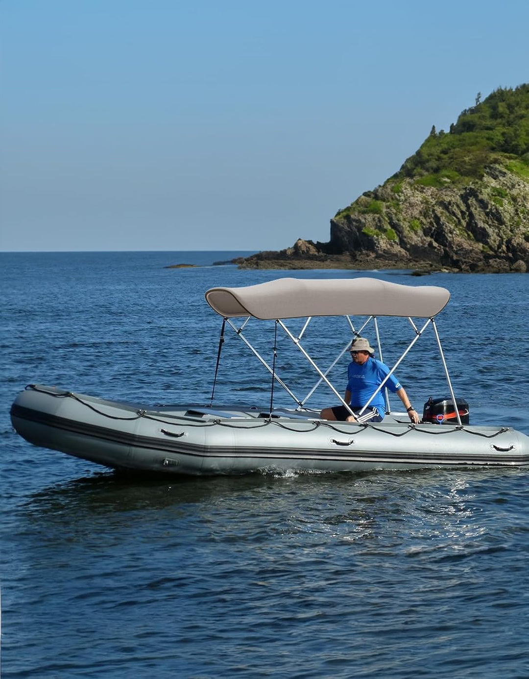 4 Bow Bimini Top Replacement Canvas with Storage Net for Pontoon Boats, No Frame