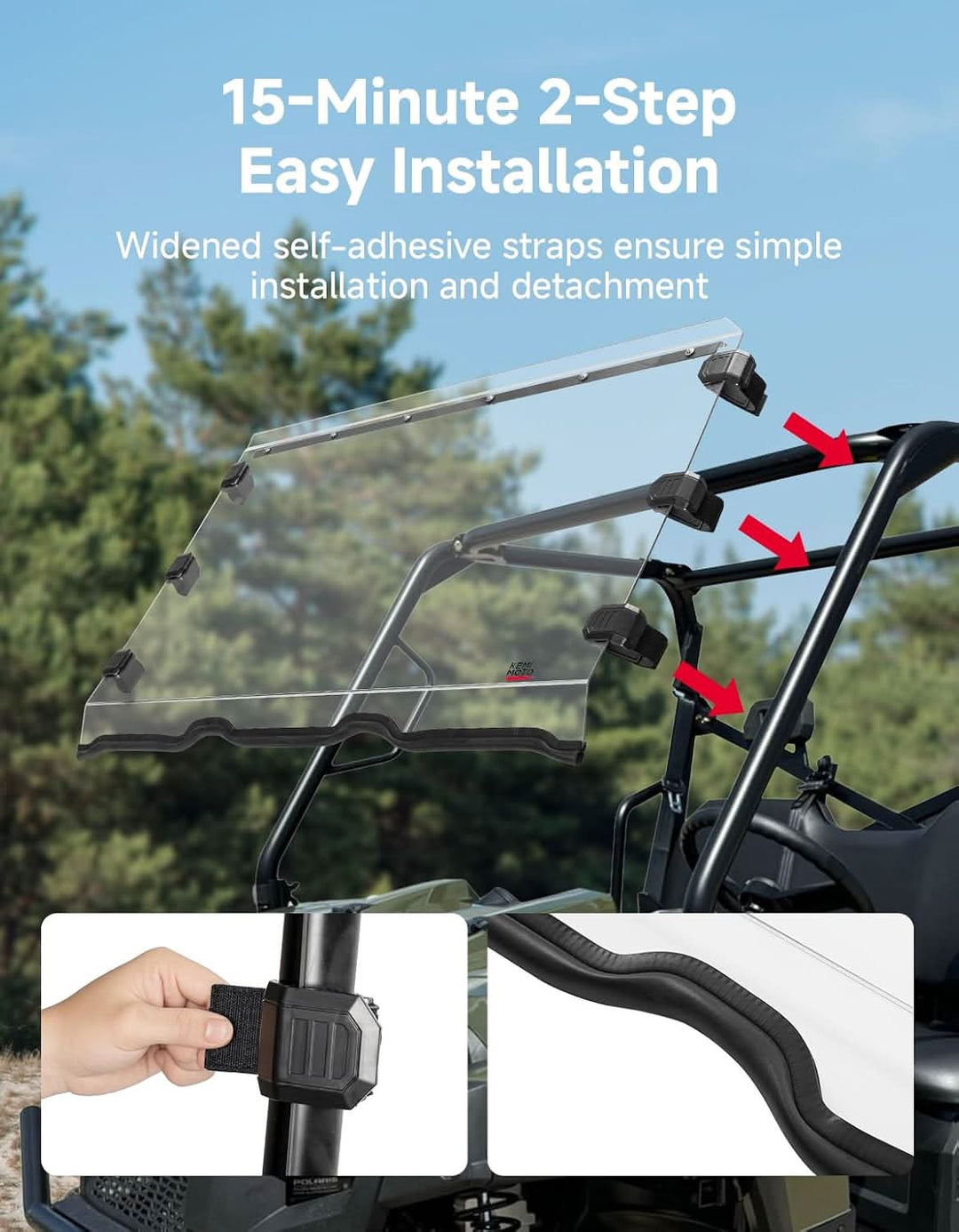 UV-Resistant Front Windshield for Polaris Ranger 800 XP & 570 Full-Size (Not Fit Midsize)