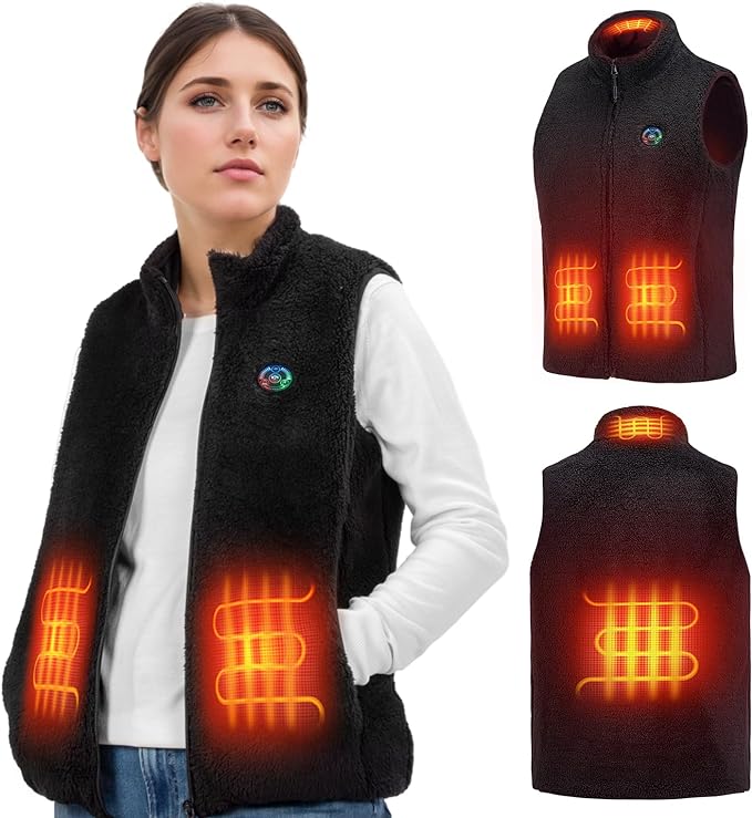 Women Fleece Heated Vest (Battery Not Included) - Kemimoto