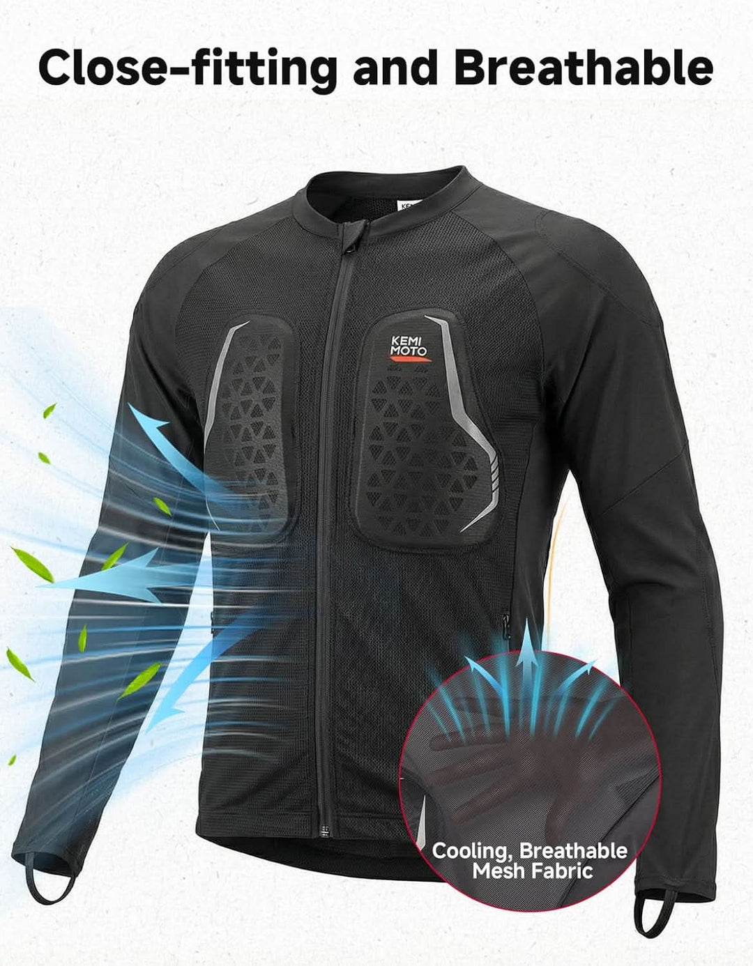Motorcycle Mesh Armored Shirt with CE1 Certified Protective For Men - Kemimoto