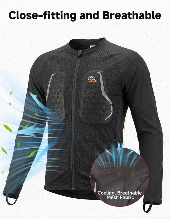 Motorcycle Mesh Armored Shirt with CE1 Certified Protective For Men - Kemimoto