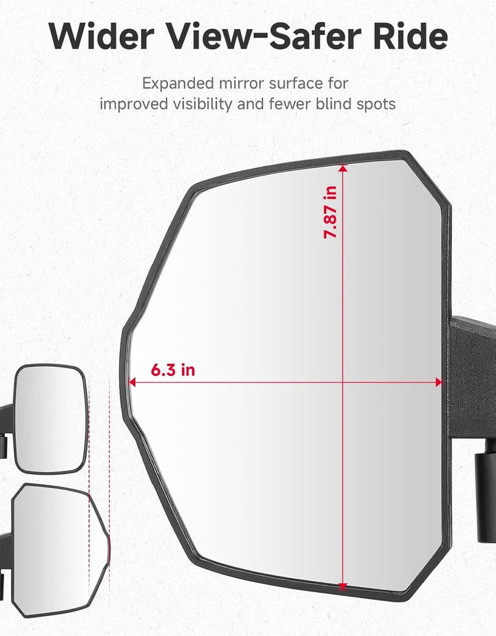 UTV Side Mirrors Larger View For Polaris|CFMOTO|Hisun - Kemimoto