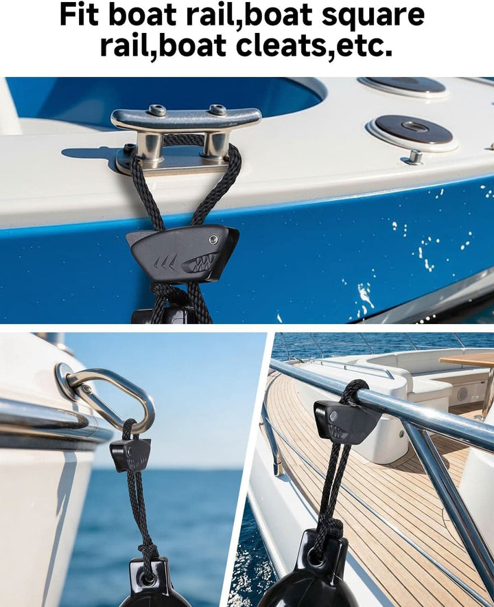 Shark-Shaped Boat Fender Clips for Quick Release Bumper Adjustment, 2/4-Pack - Kemimoto