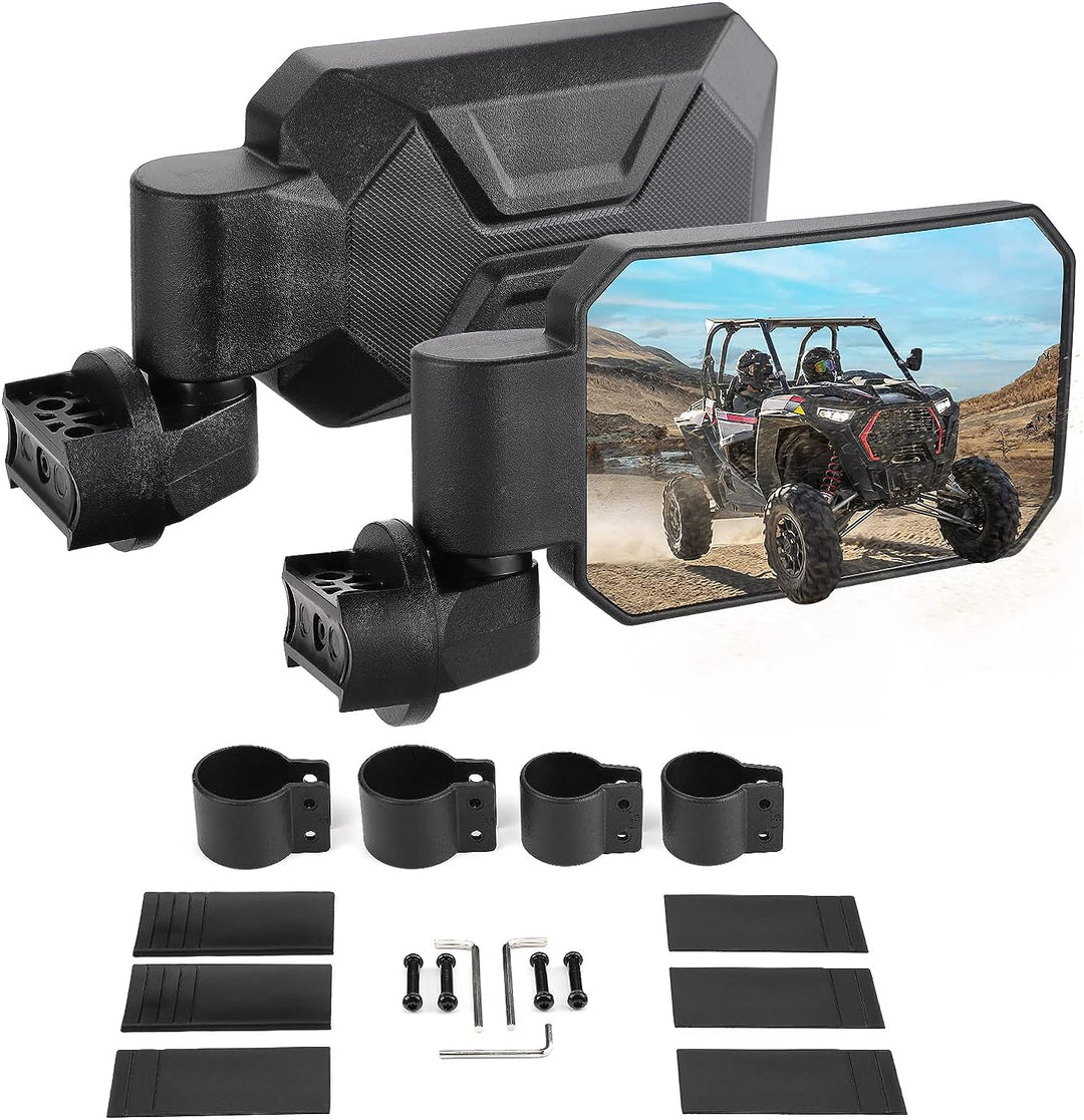 UTV Rear View Side Mirrors for 1.6" -2" Polaris RZR Honda Pioneer Kawasaki Teryx - Kemimoto