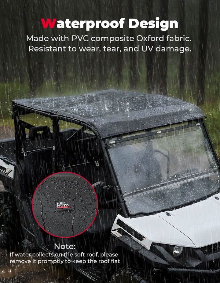 UTV Crew Roof Soft Top for Polaris Ranger Crew XP 1000/Crew 1000 2019-2026 - Kemimoto