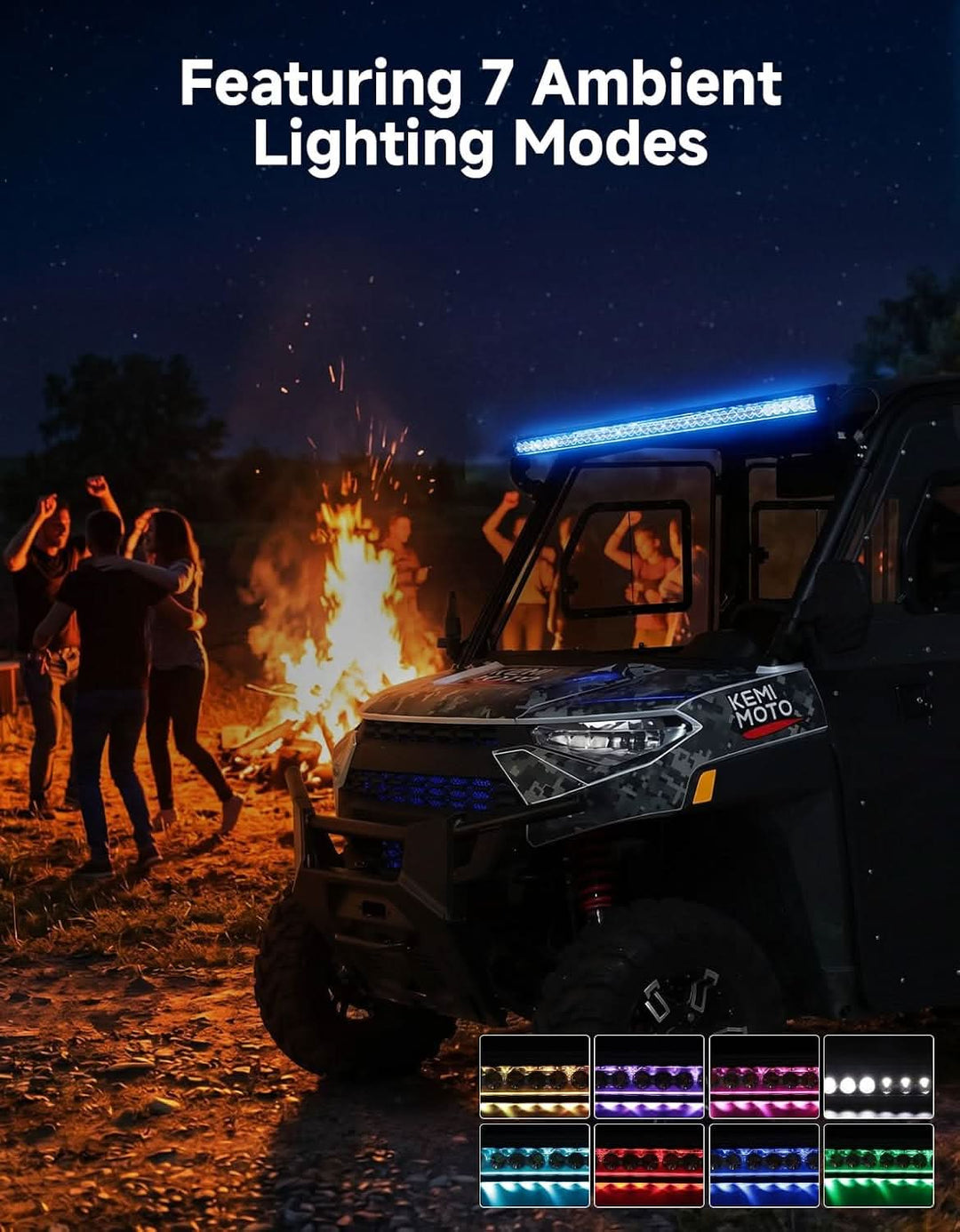 50" Multi-Color Curved LED Light Bar Kit for Polaris Ranger 1000 / XP 1000 / Crew