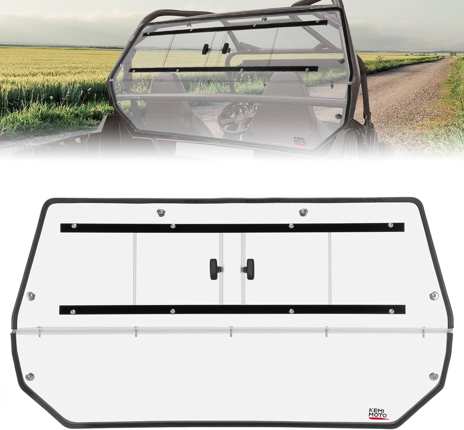 Full Rear Windshield with Sliding Window for Polaris RZR 570/Trail 570/800/900 - Kemimoto