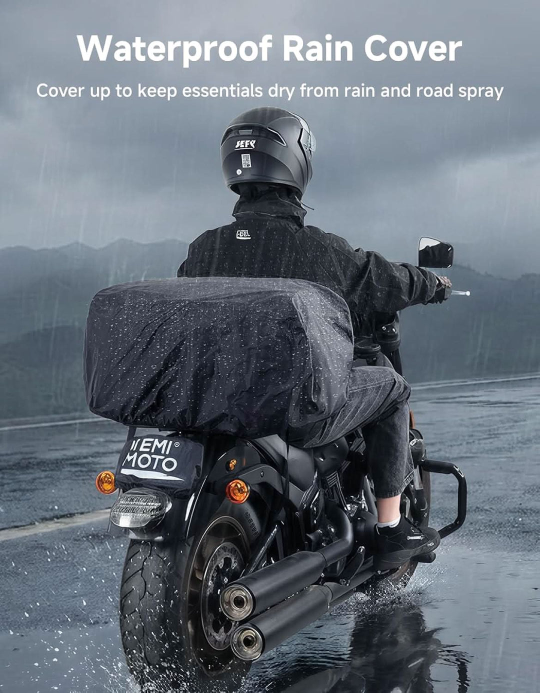 high quality motorcycle bag rain cover 60–80L Expandable Motorcycle Tail Bag For Travel