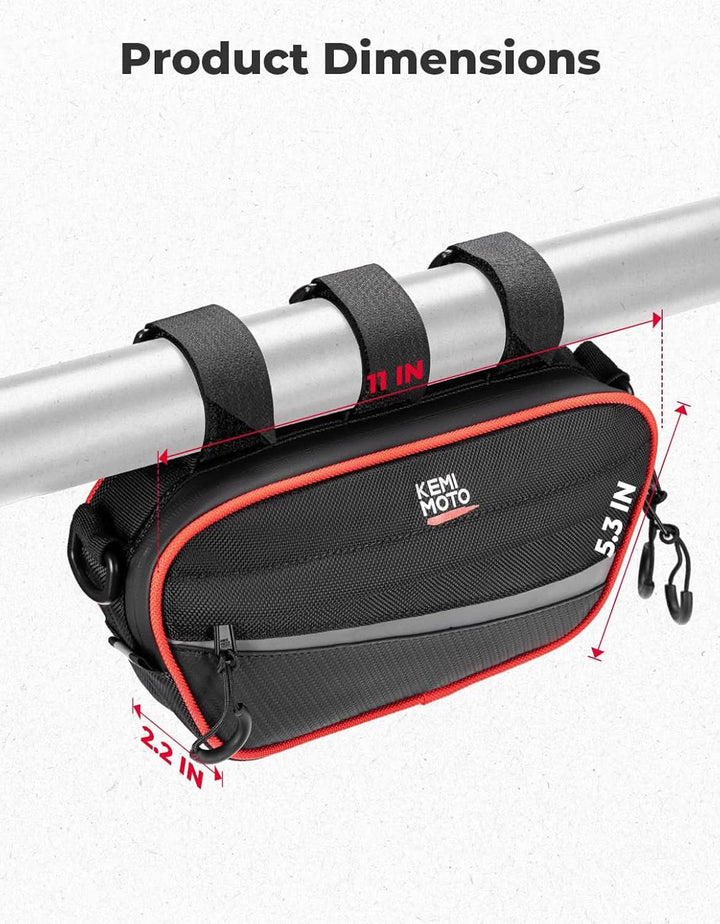 UTV Roll Cage Storage Bag for UTV, ATV, Golf Cart, Bike, 11" x 5", Black & Red - Kemimoto