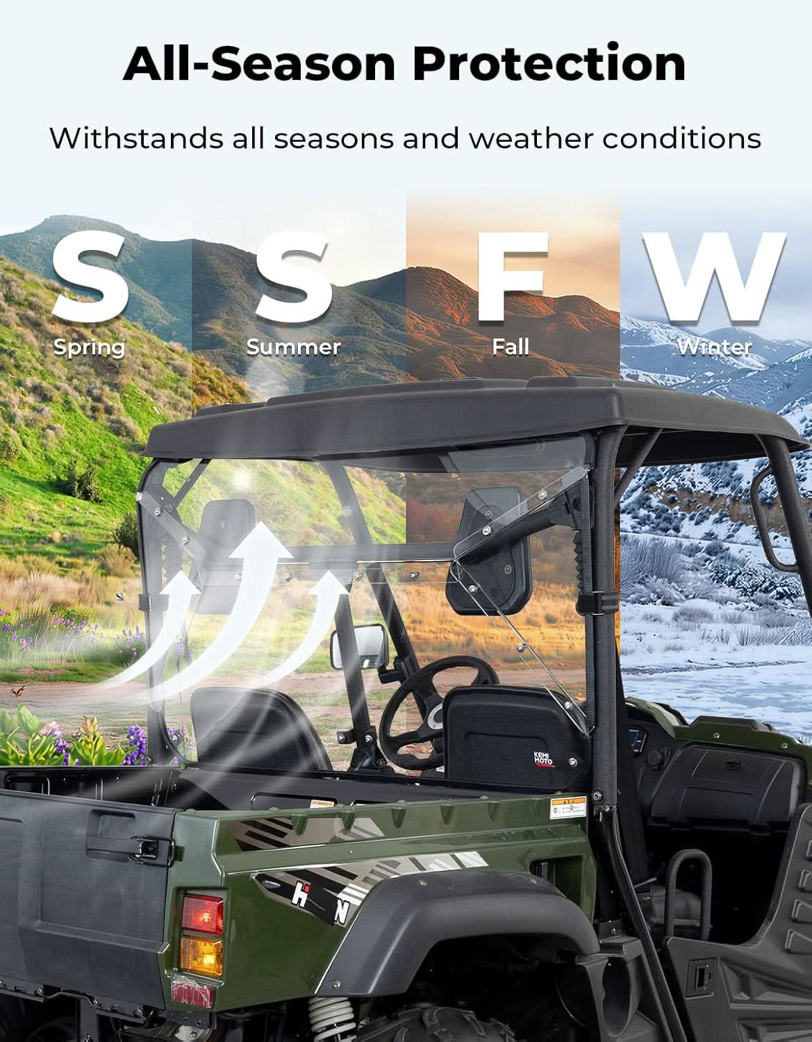UTV Rear Windshield for Hisun 500/700 - Kemimoto