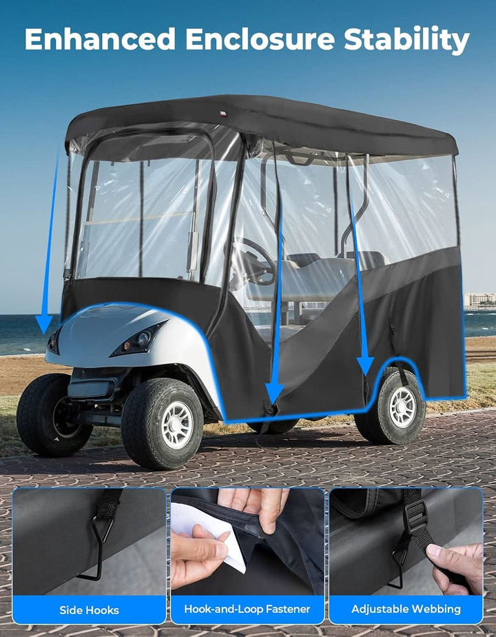 Waterproof Driving Enclosure with Clear PVC Windshield For Golf Cart - Kemimoto