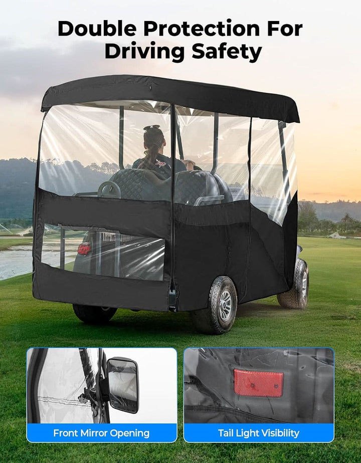 Waterproof Driving Enclosure with Clear PVC Windshield For Golf Cart - Kemimoto