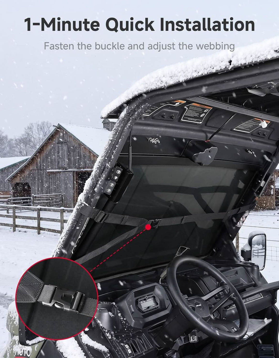 UTV Thickened Glass Windshield Cover for Polaris Ranger XP 1000 / Crew / Ranger 1000 / Can-Am Defender 2016-2026