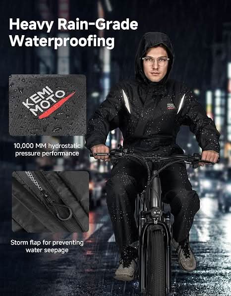 KEMIMOTO Motorcycle Rain Suit Waterproof Full Body