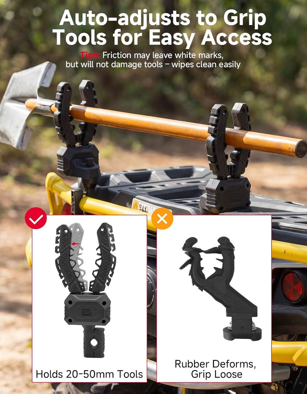Tool Rack Mount for ATV/UTV Hunting Gear(0.75-1.25 in Round Tubes) - Kemimoto