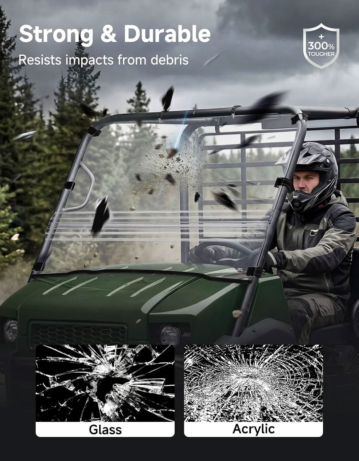UTV Flip Windshield For Kawasaki Mule