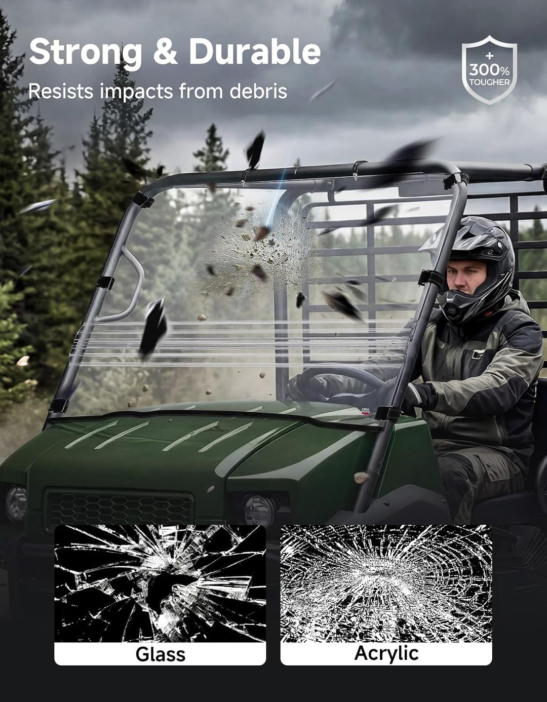 UTV Flip Windshield For Kawasaki Mule