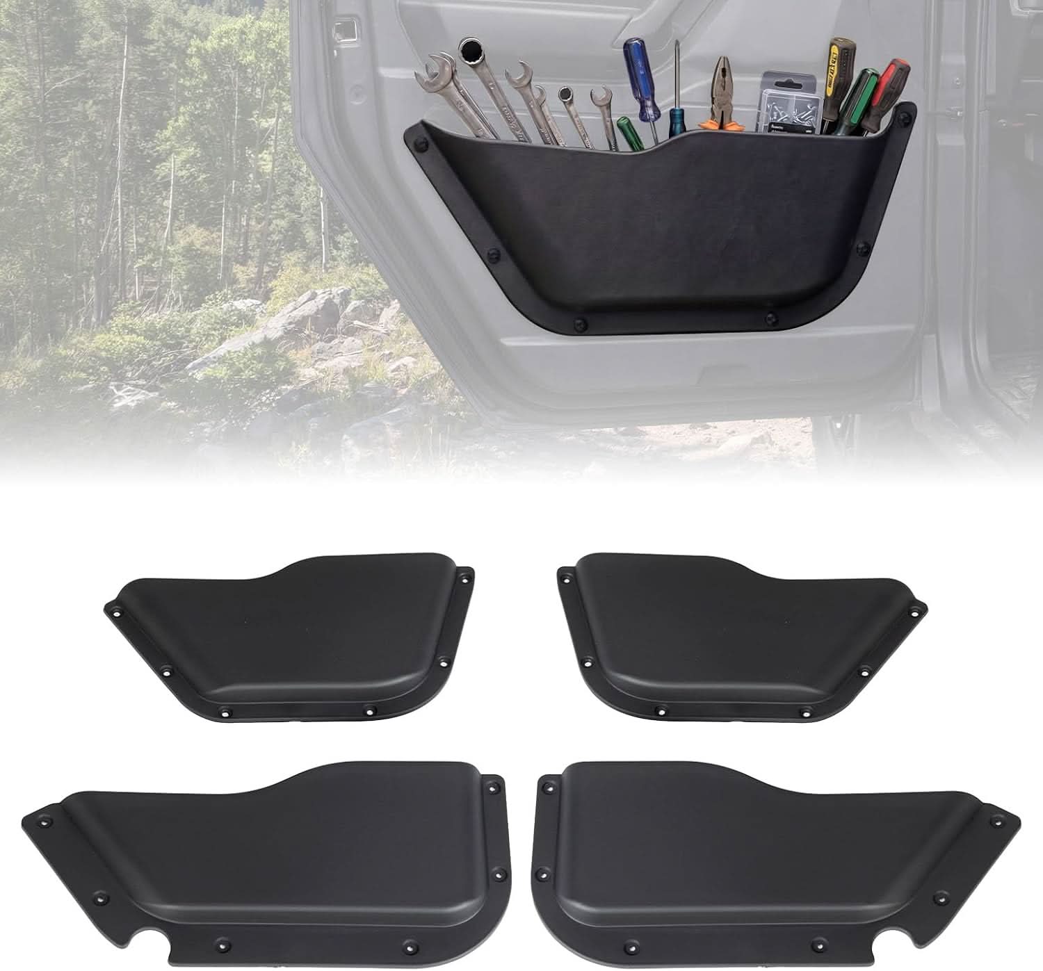 Front & Rear Door Storage Pockets with Cup Holders for Polaris Xpedition XP 5/ADV 5 NorthStar 2024+, 4PCS