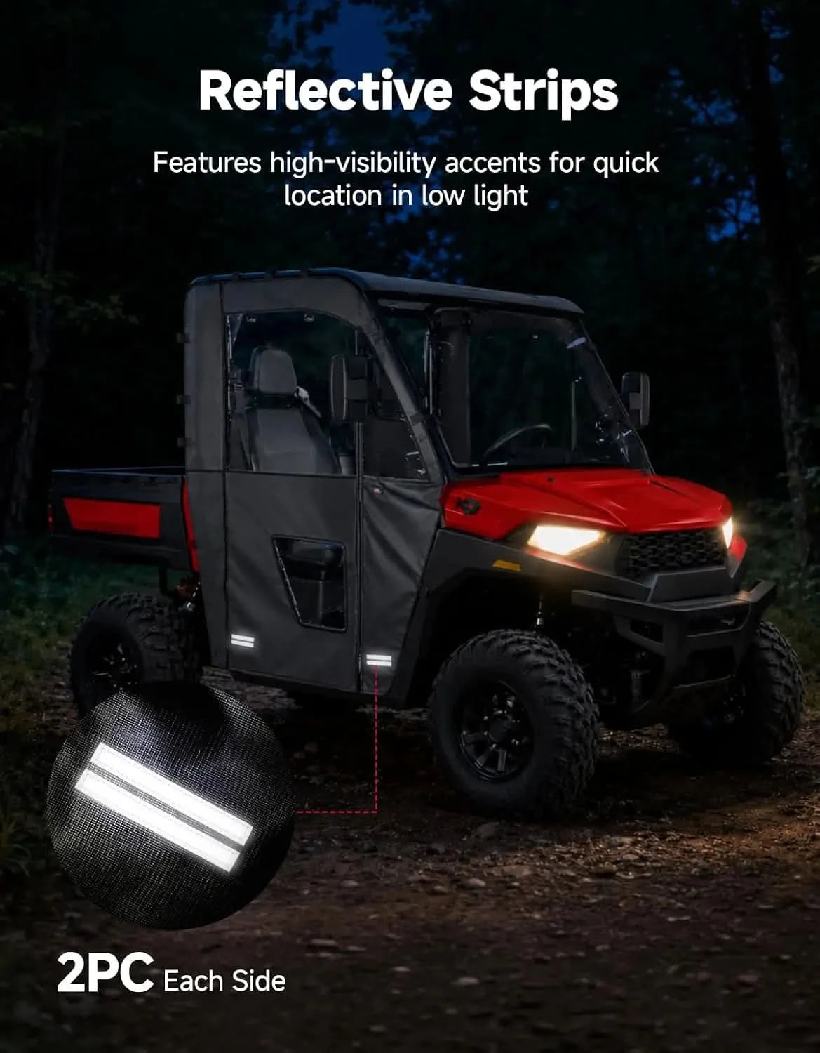 UTV Soft Cab Enclosure Doors with YKK Zipper for Polaris Ranger 570 Full Size / 800 XP