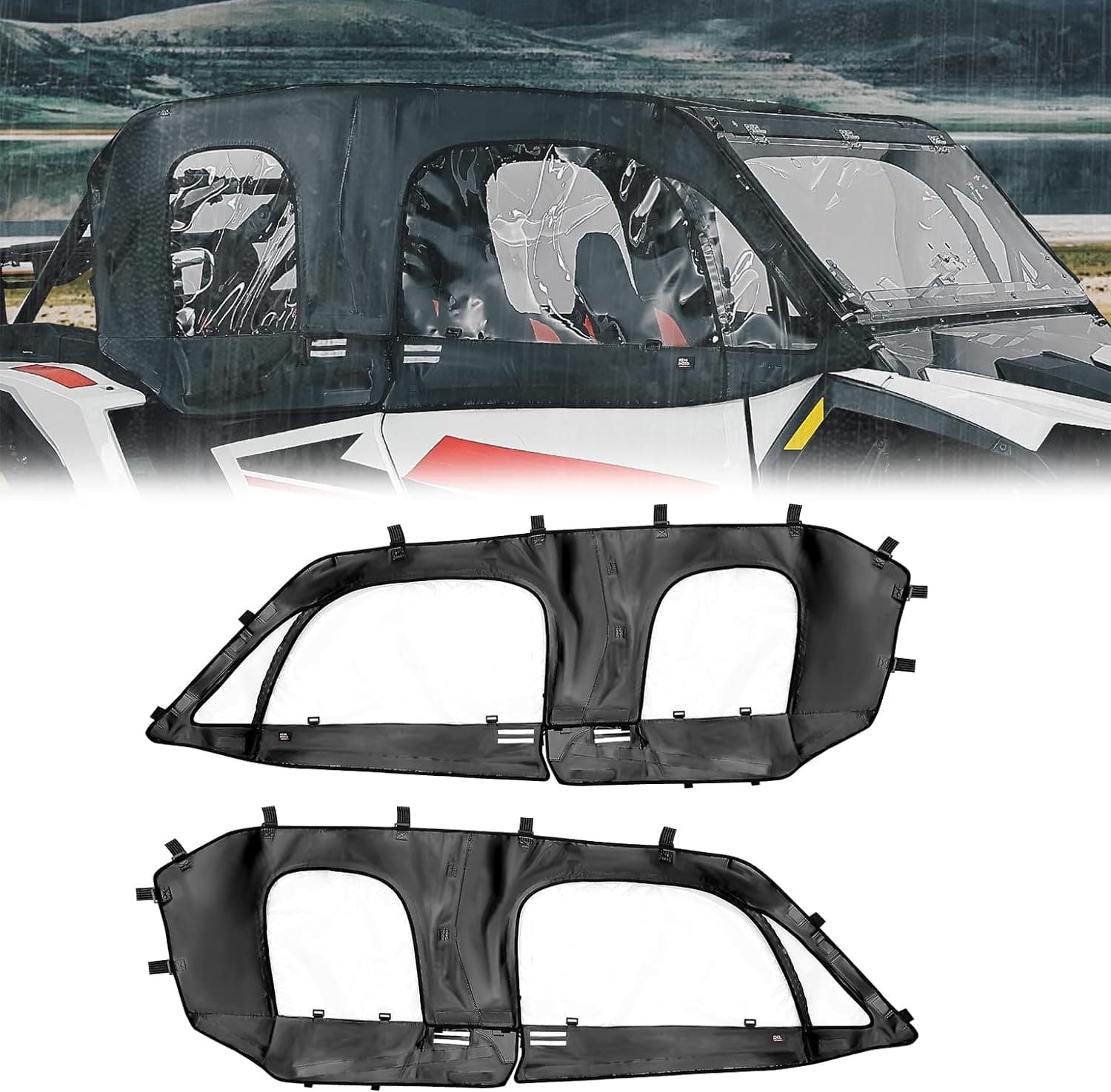 Soft Cab Enclosure Upper Doors for Polaris RZR XP 4 1000 2024-2025 - Kemimoto