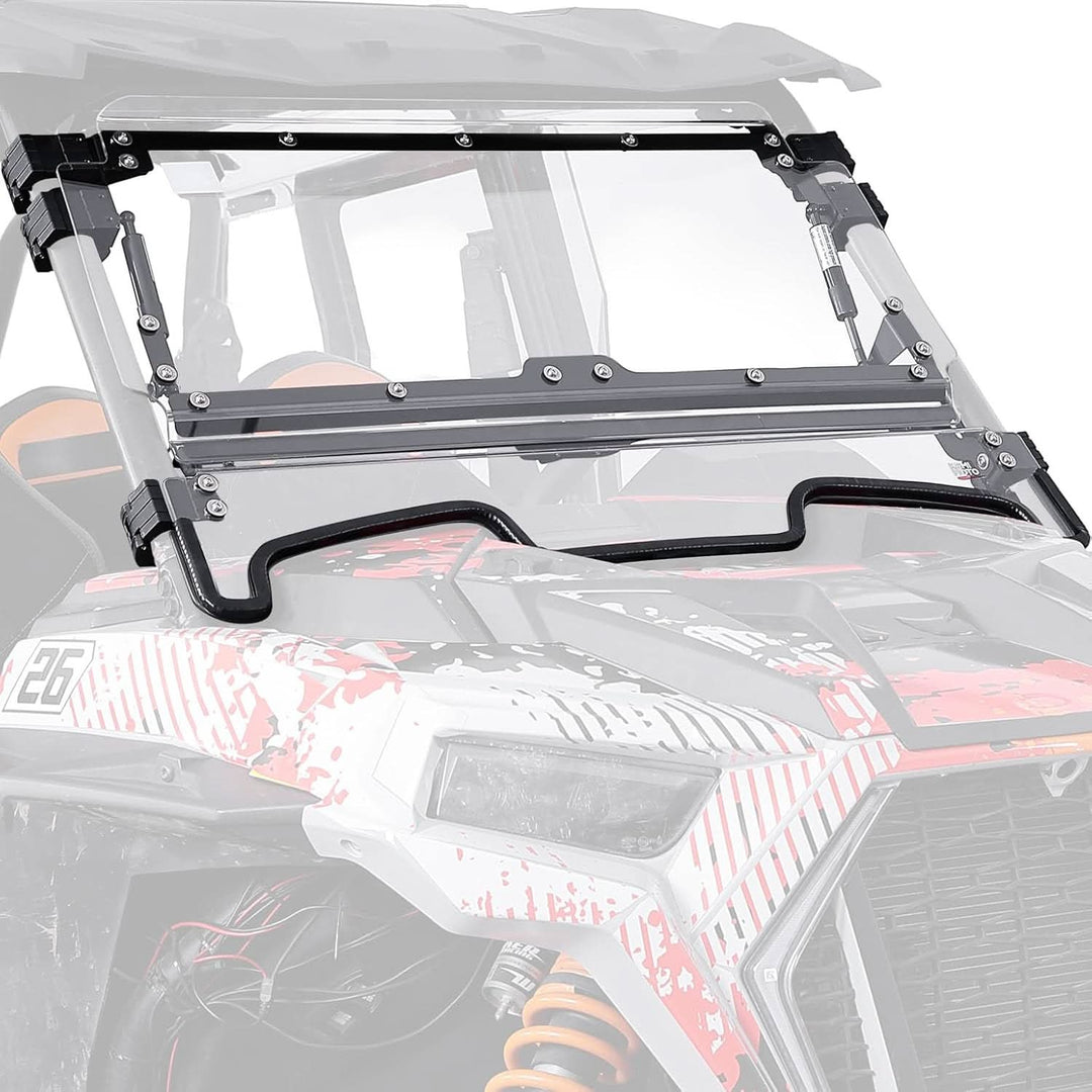 3-in-1 Front Flip Windshield, Scratch-Resistant Clear Polycarbonate for Polaris RZR XP 1000/Turbo 2019-2023 - Kemimoto