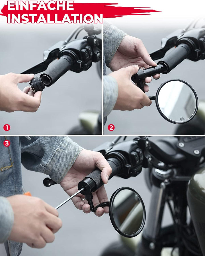 1-1.2 Inch CNC Handlebar Mirrors for Sportster XL883 XL1200 - Kemimoto