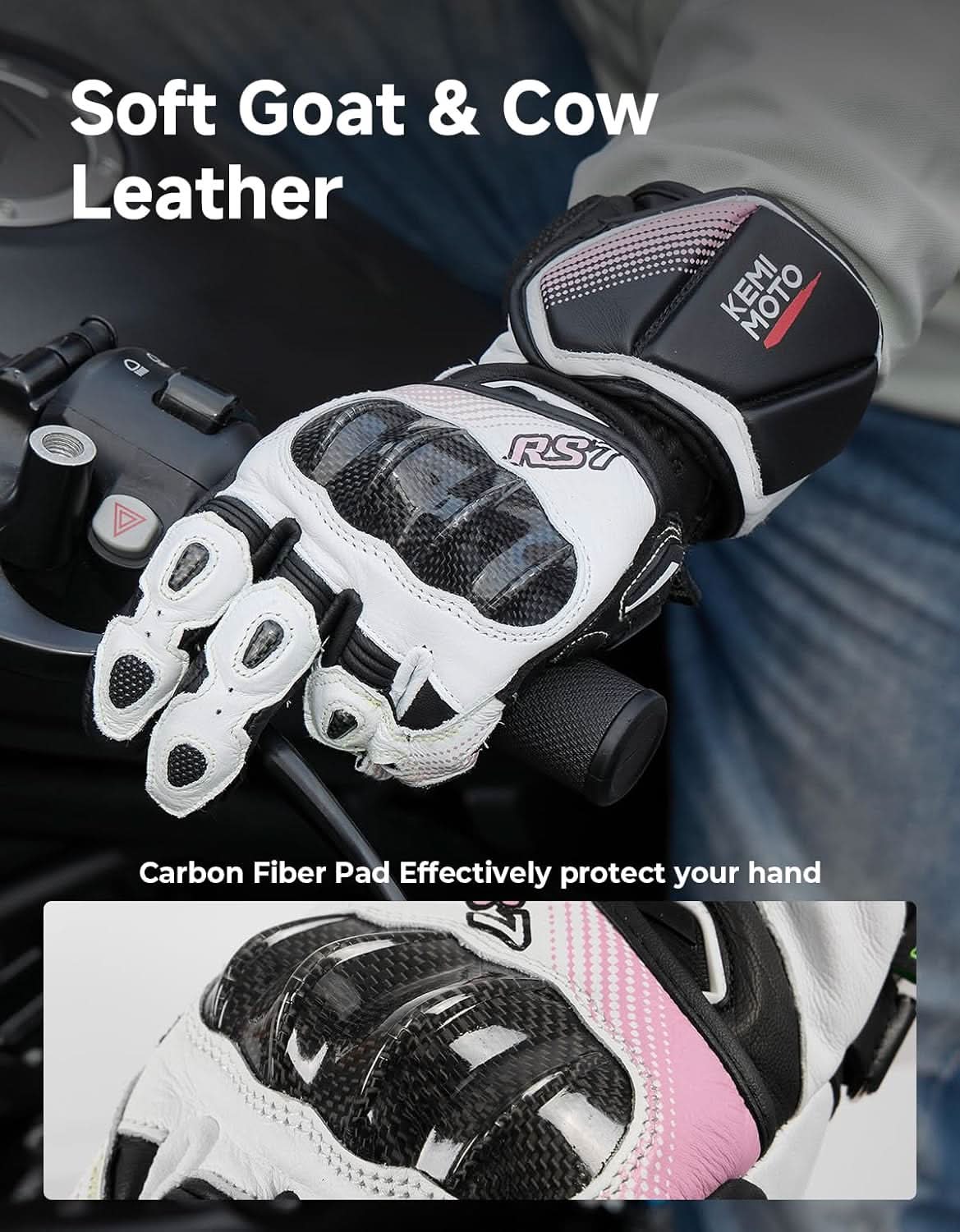 Women Carbon Fiber Motorcycle Gloves - Kemimoto