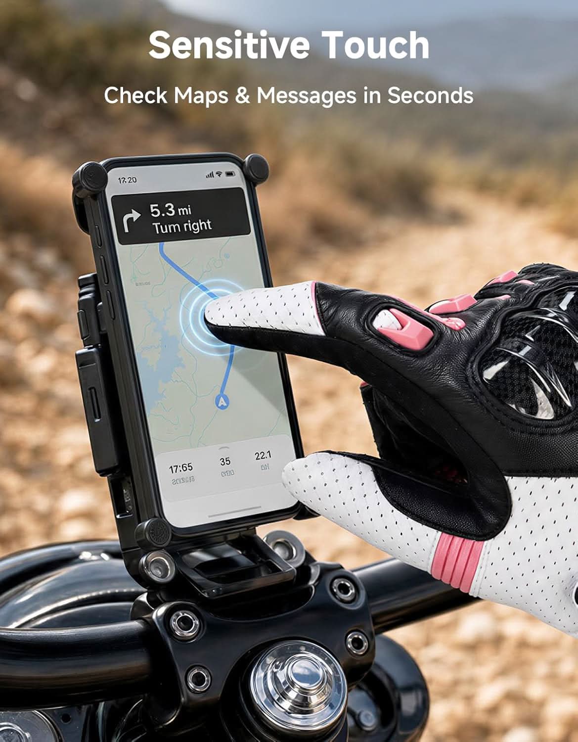 Leather Motorcycle Gloves for Women with Touchscreen