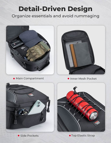 22L-34L Expandable Tail Bag For Motorcycle - Kemimoto