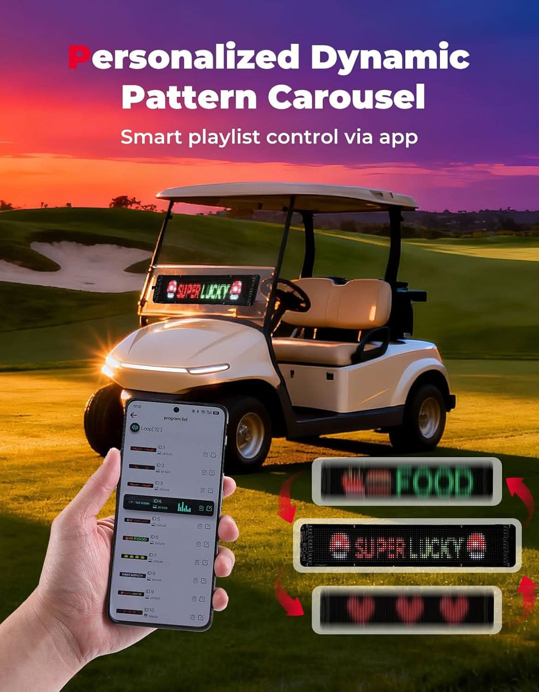 LED Digital Display Sign for Car & Golf Cart - Kemimoto