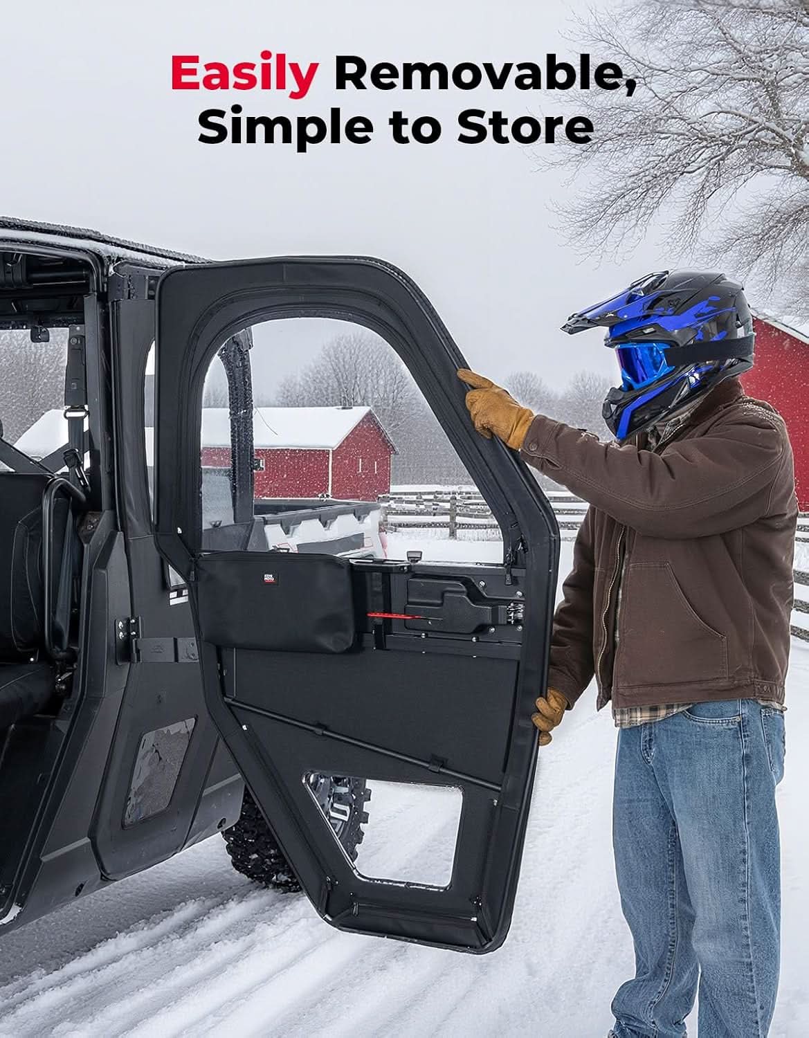 UTV Doors With Steel Frame for Polaris Ranger CREW XP 1000 2018-2025 - Kemimoto