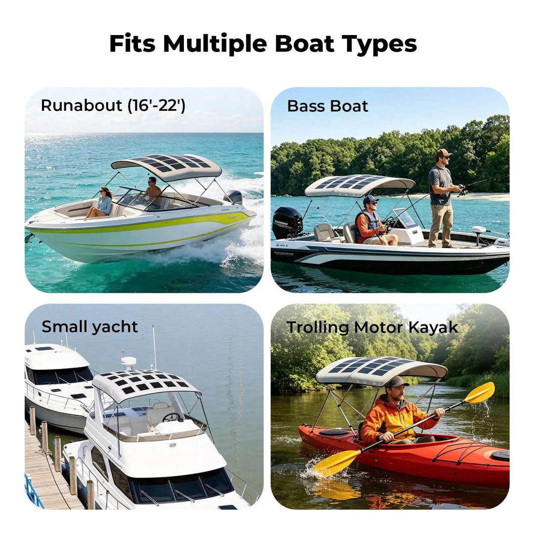 BougeRV 200W N-Type Solar Bimini Top for Boats