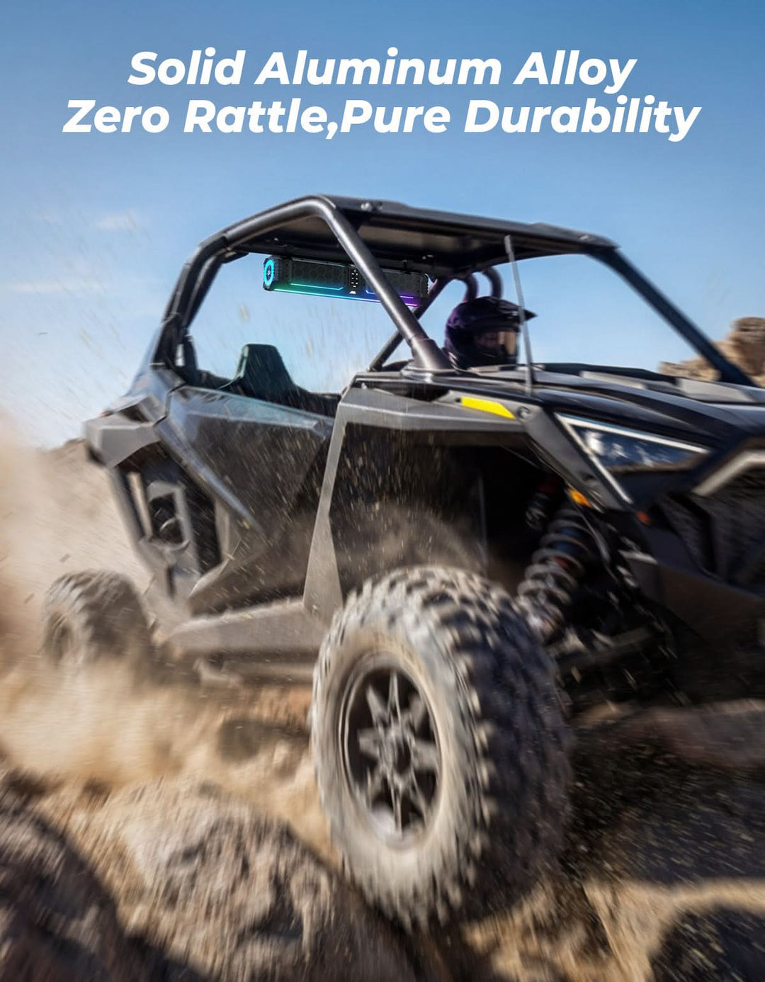 Midnight 70 Gen2 Soundbar For Can am Plorias 340W Peak Power, IP66 Waterproof & Dual Passive Radiators