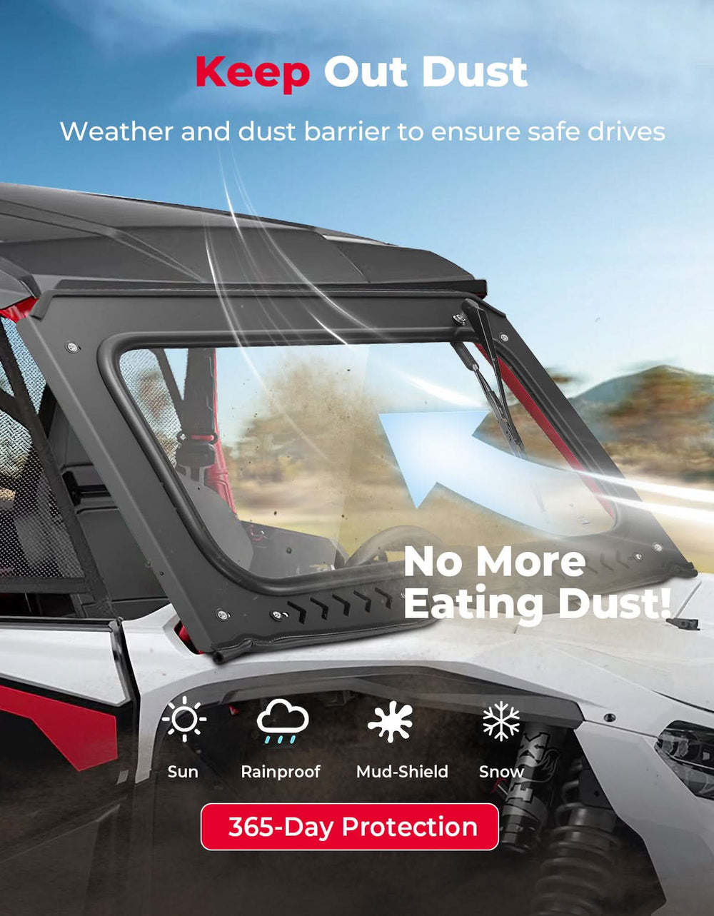 8MM Glass Windshield with Wiper for Honda Talon 1000 - Kemimoto