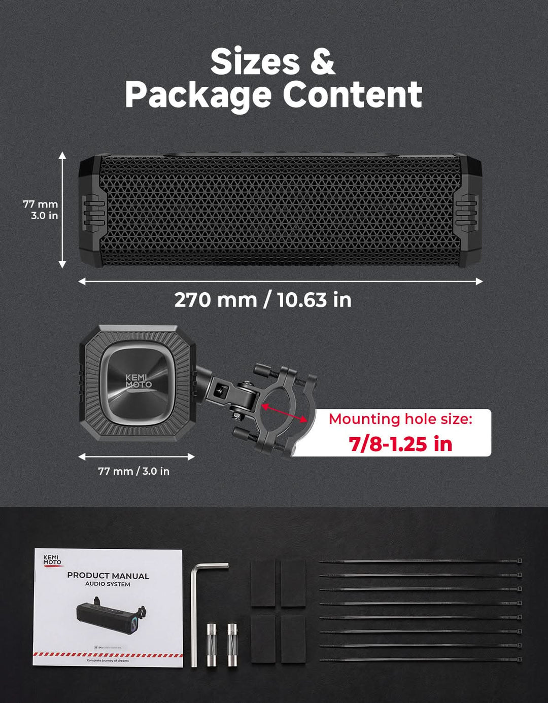 Motorcycle Universal Bluetooth Sound Bar with RGB Lights - Kemimoto