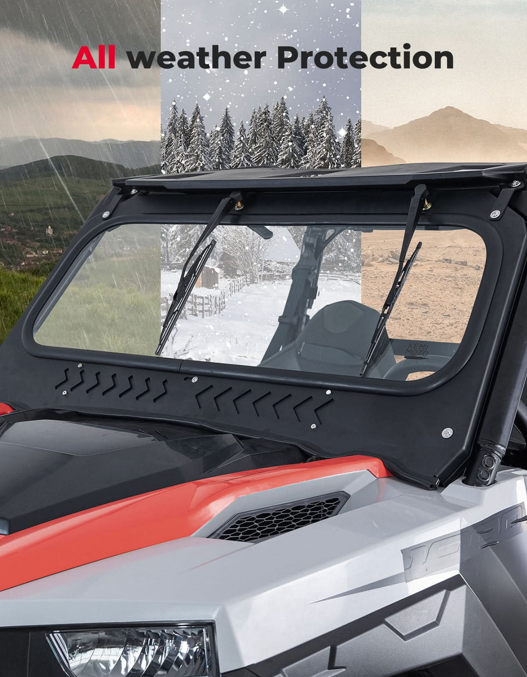 UTV Glass Windshield Front Windshield for Polaris General 1000, XP 1000, 4 1000 - Kemimoto