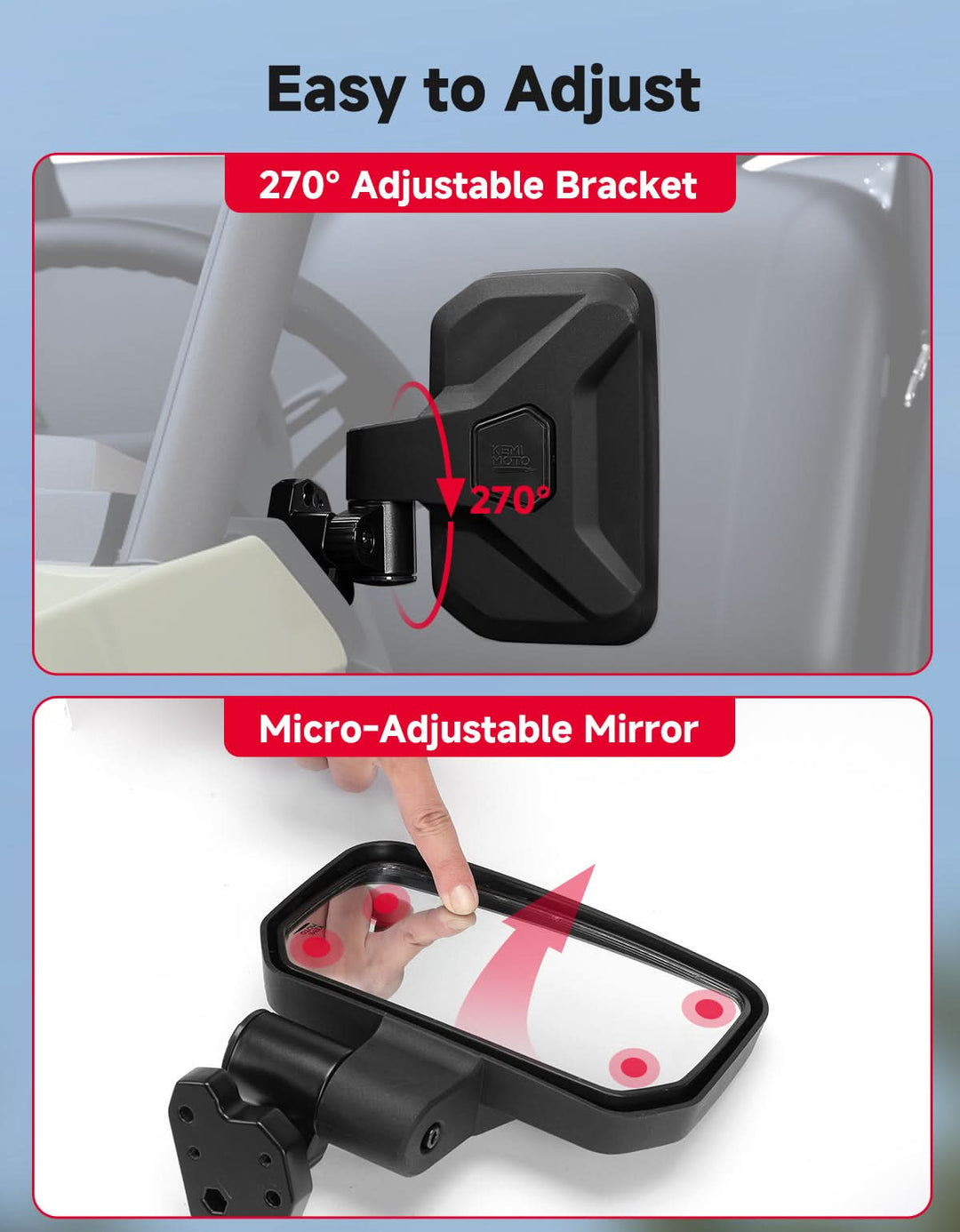 Auto-Reset UTV Side Mirrors Compatible with Can-Am Defender 2016+