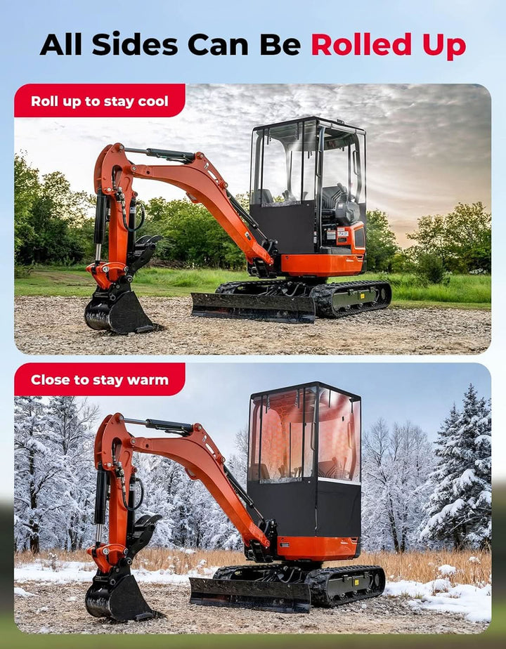 Mini Excavator Cover 600D Oxford Fabric for Bobcat E20 & Kubota U17 (1760-3530 lbs) - Kemimoto