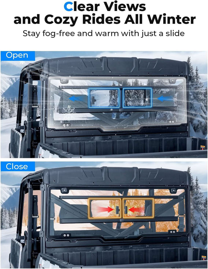Sliding Glass Rear Window for Polaris Ranger 570 / 900 / 1000 & XP Crew (2013–2026) - Kemimoto