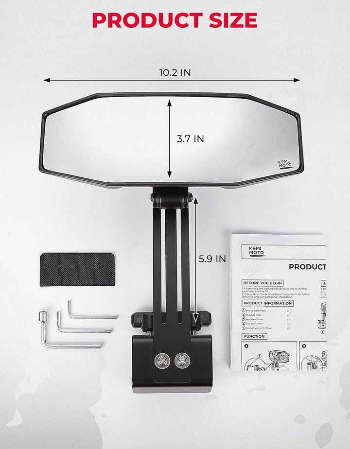 Boat Rear View Mirror 4.5"x8" for Boat Ski Boat Water Skiing Fishing - Kemimoto