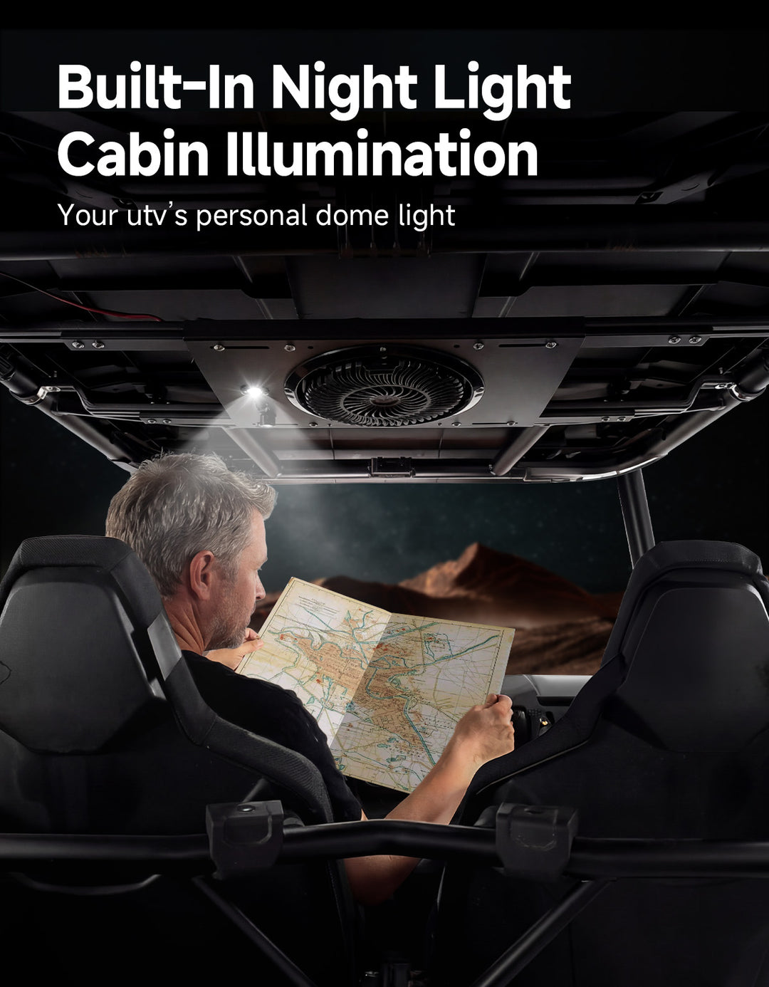 Single Overhead Fan for UTV with 37-53 inch Roof Width for Polaris Can-Am - Kemimoto