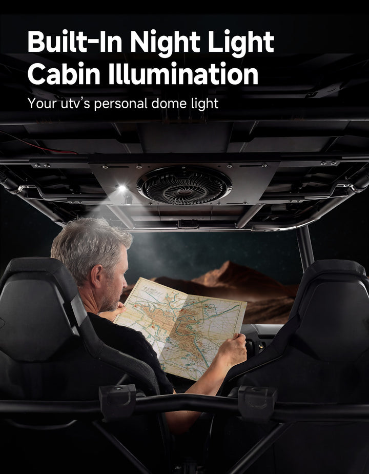 Single Overhead Fan for UTV with 37-53 inch Roof Width for Polaris Can-Am - Kemimoto