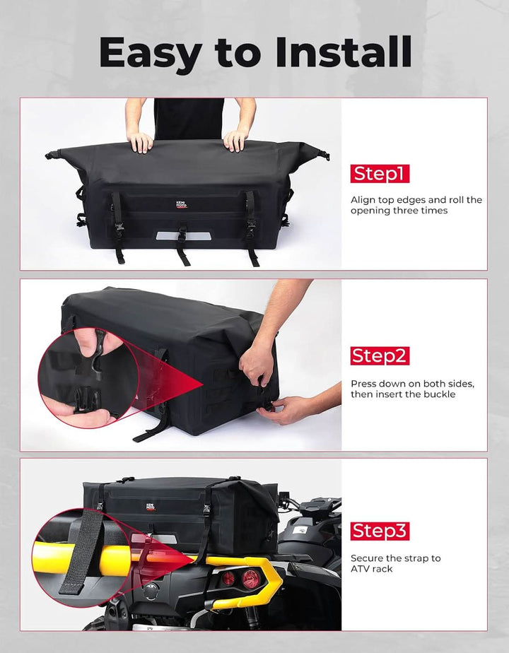 ATV Dry Bag, PVC Universal Storage Bag, 70L Waterproof - Kemimoto